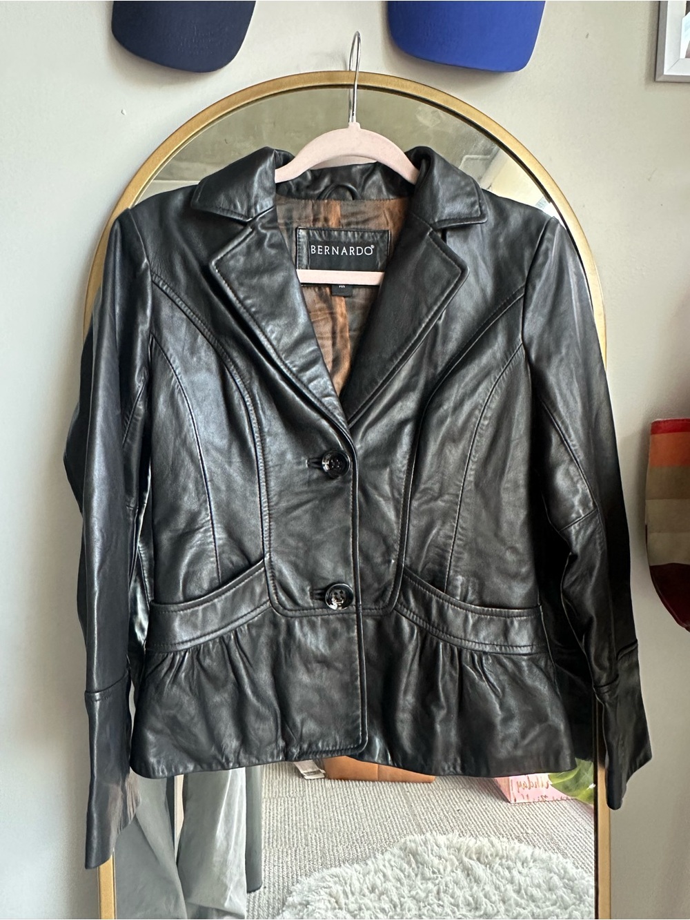 Vintage Bernardo Women's Black Genuine Leather Blazer Jacket